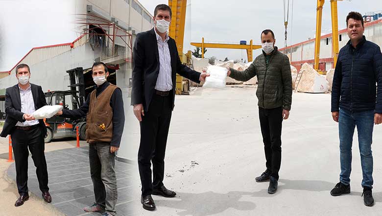 Başkan Ercengiz OSB’de maske dağıttı