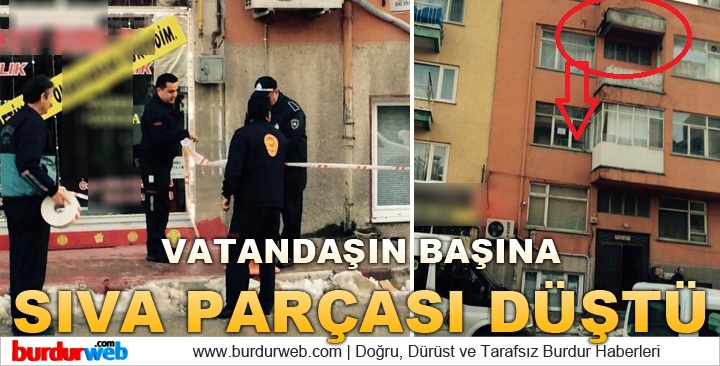 Vatandaşın Başına Sıva Parçası Düştü