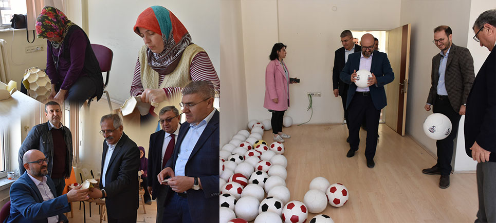 Rektör Korkmaz’dan top dikim atölyesini ziyaret
