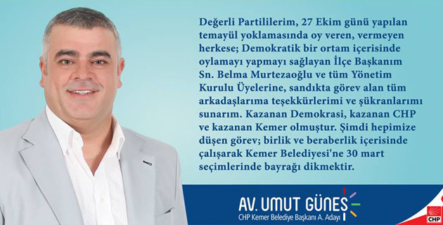 Kemer’de CHP’nin Adayı Umut Güneş