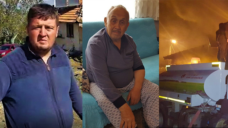 Yangından torunu kurtardı